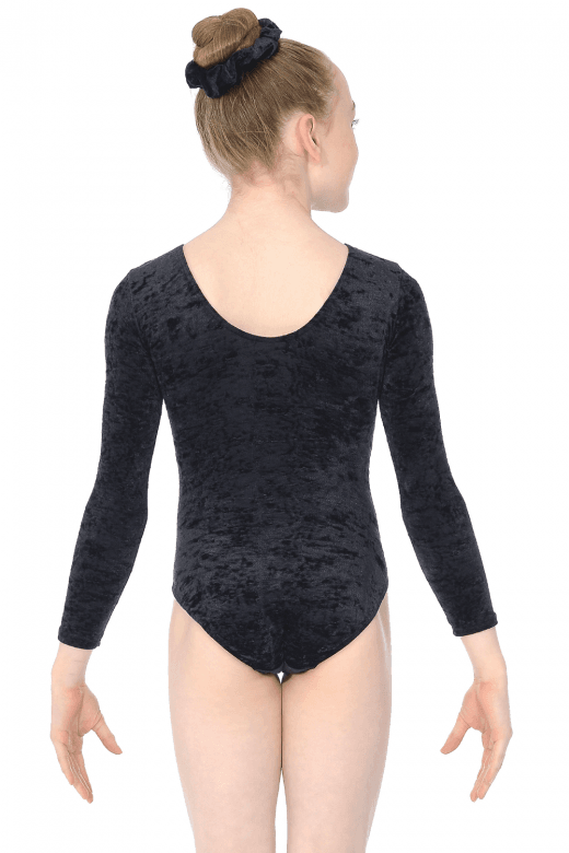 Flamingo Print/Velour Leotard Long Sleeved