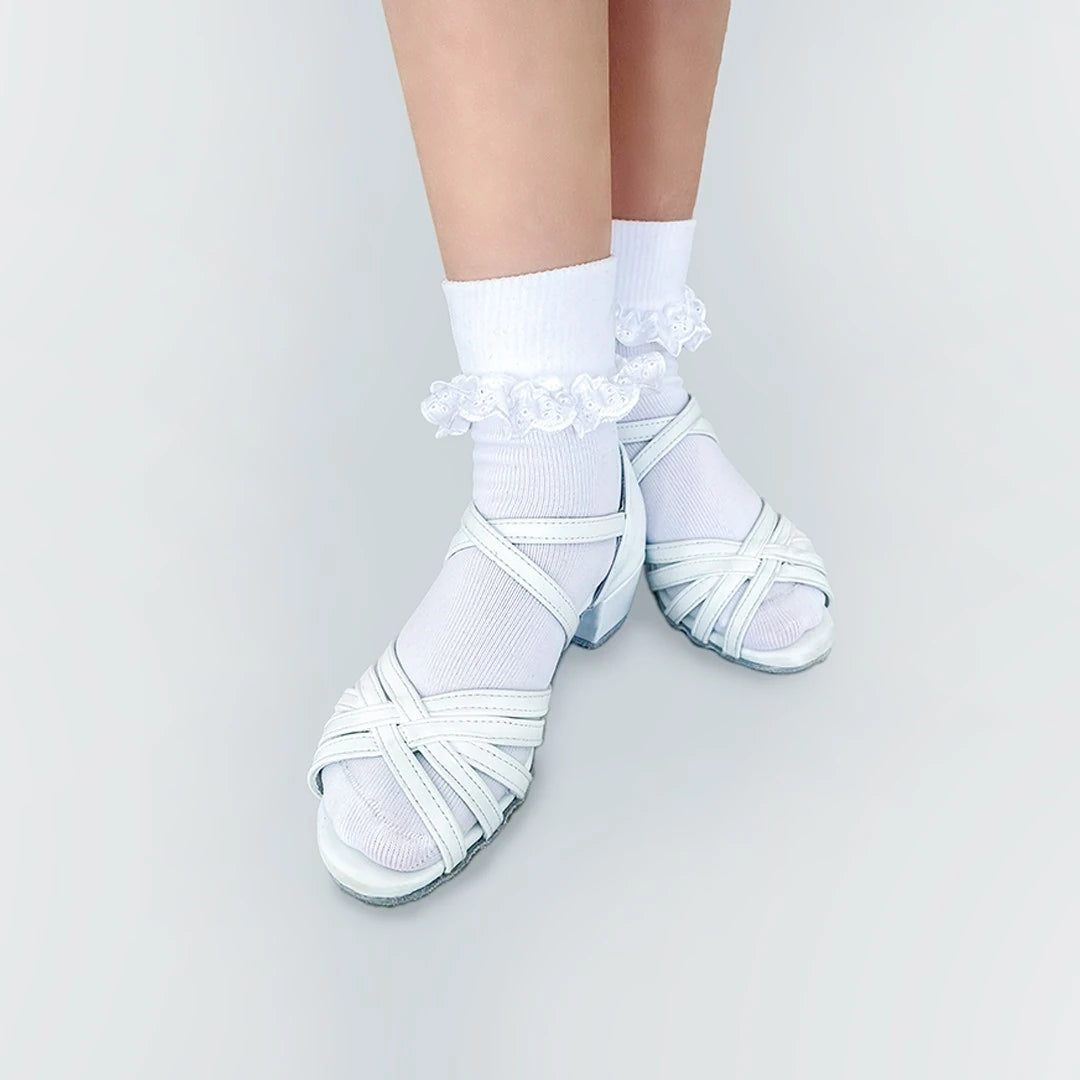 Silky Ballroom Dance Socks White