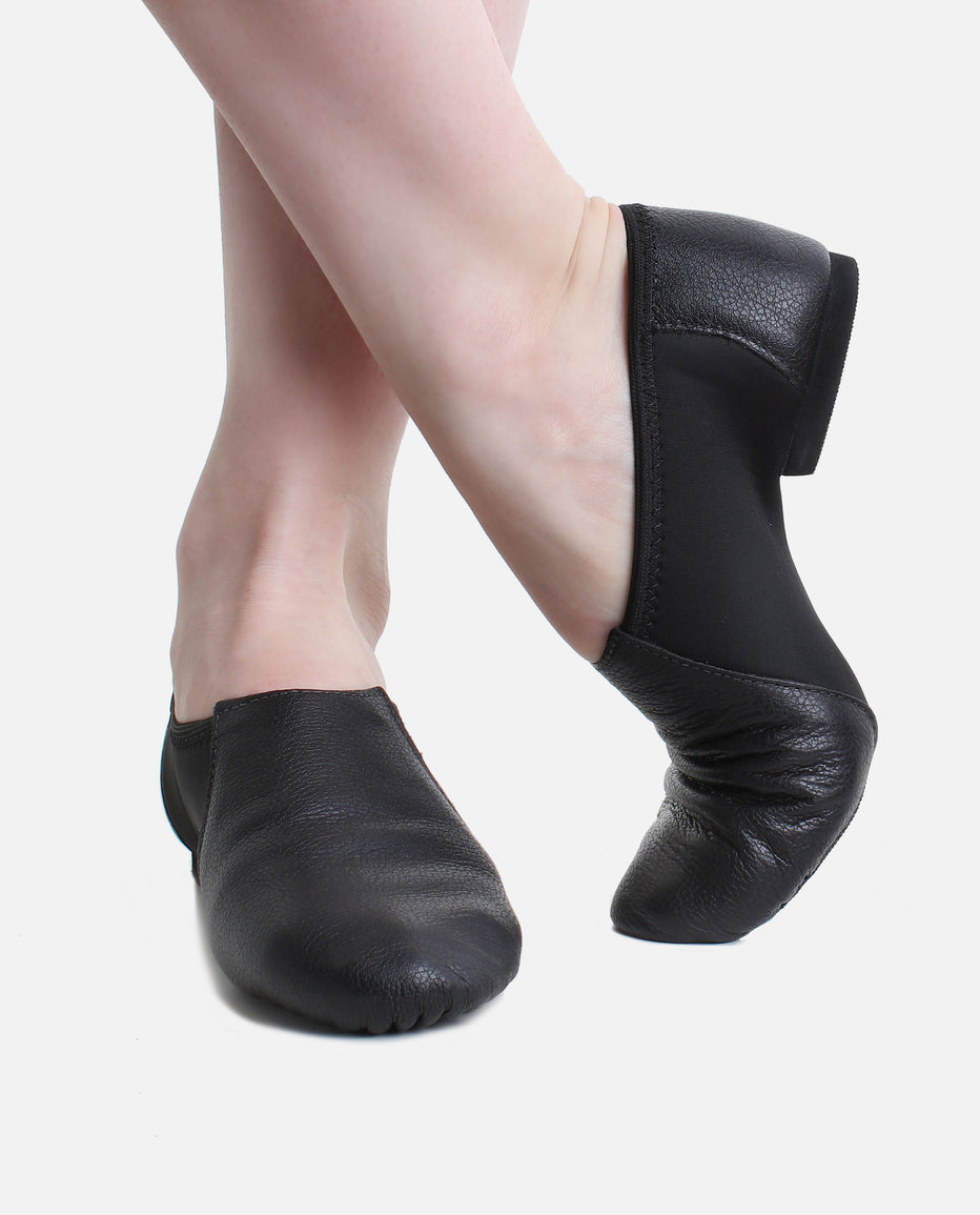 Black Leather Split Sole Jazz Shoe Child