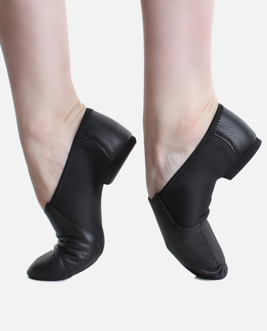 Black Leather Split Sole Jazz Shoe Child