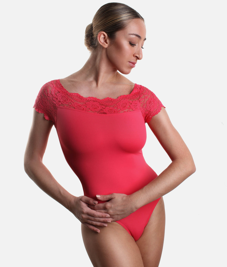 So Danca Cap Sleeved Lace Leotard E-10945LE / SL16
