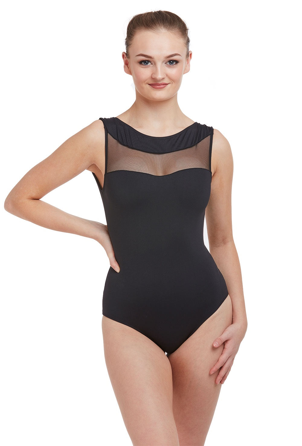 Intermezzo High Neck Plunge Back Leotard with Mesh Insert - 31515