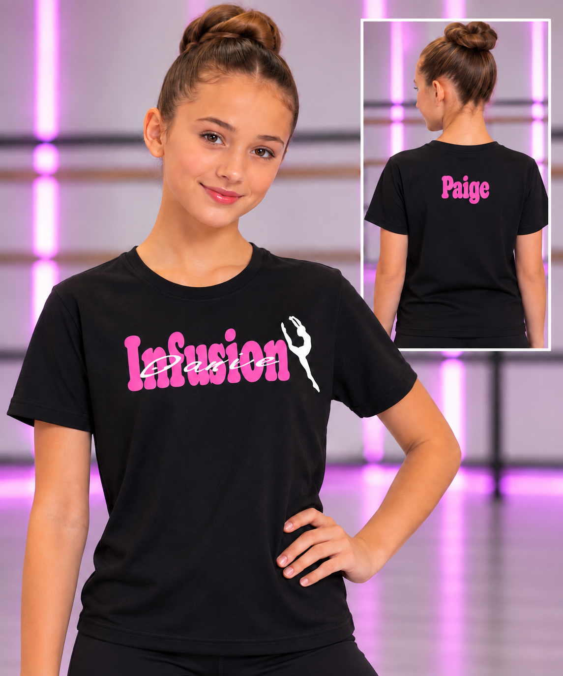 Infusion Dance Black T Shirt - Not Personalised