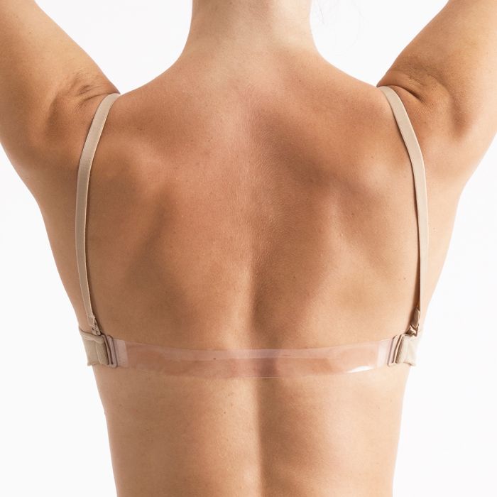 Silky Dance Seamless Clear Back Dance Bra Nude With Removable Padding