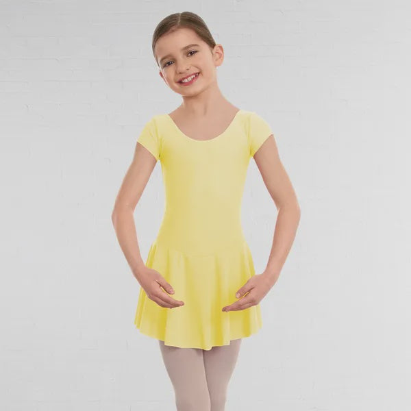 Maddy Skirted Cap Sleeve Leotard Lemon Child Q15