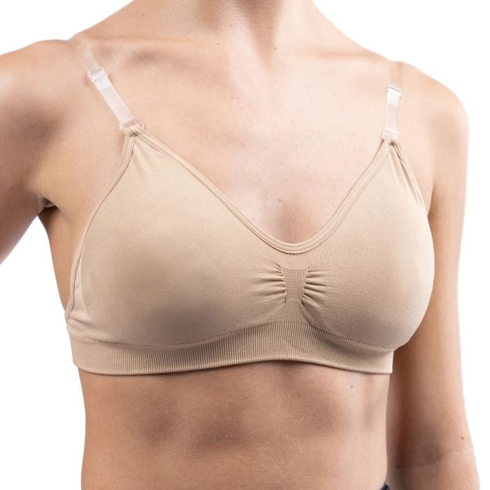 Silky Dance Seamless Clear Back Dance Bra Nude With Removable Padding